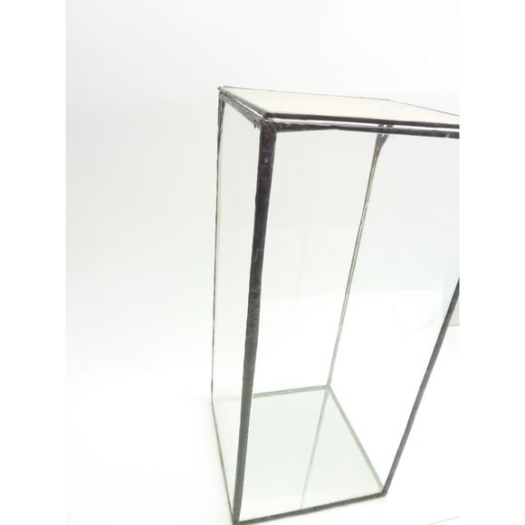 Vintage Glass Display Box with Top Hinge Lid Mirror Bottom - Picture 2 of 7